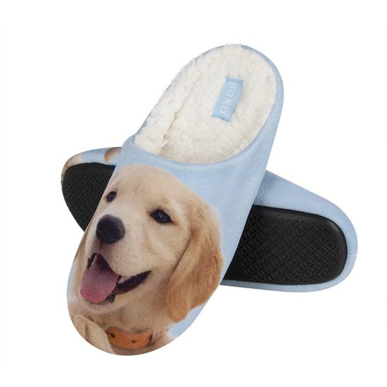 Slippers SOXO foto, blau Hund