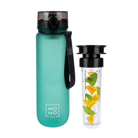 Wasserflasche mit Fruchteinsatz, grün, für Kinder und Erwachsene | BPA free | Tritan | MOMOWAY