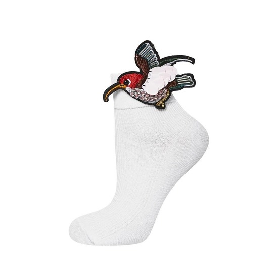 Weiß Damen Socken SOXO mit einem Kolibri Baumwollen 