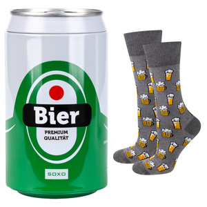 1 Paare von lustigen Socken mit Biermotiv in einzigartiger Verpackung | Herrensocken | SOXO