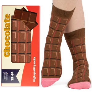 1 Paare von lustigen Socken mit Schokoladenmotiv in einzigartiger Verpackung | Damensocken | SOXO