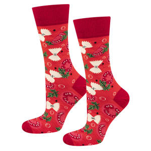 1 Paare von lustigen Socken mit Tomatosoupmotiv in einzigartiger Verpackung | Damen-/Herensocken | SOXO