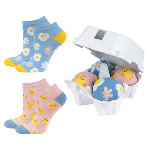 2 Paare von lustigen Socken mit Eggsmotiv in einzigartiger Verpackung | Damensocken | SOXO