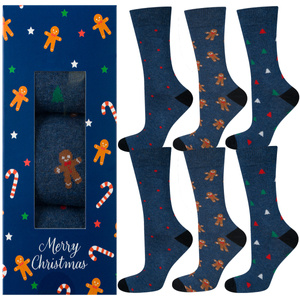 3 Paare von lustigen Socken mit Weihnachten motiv in einzigartiger Verpackung | Herensocken | SOXO