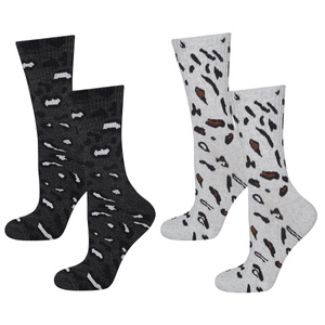 Elegant Set 2x Damen Socken SOXO Baumwollen mit Leopardenmuster