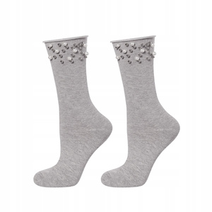 Grau Damen Socken SOXO mit Perlen Baumwollen Geschenk 