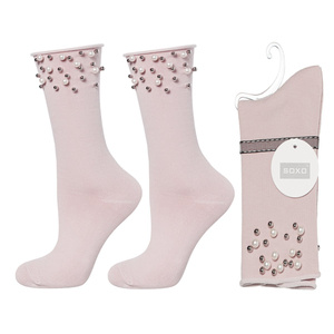 Klassische Damen Socken SOXO mit Perlen Baumwollen Geschenk