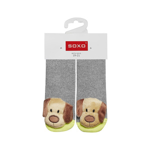 SOXO Babysocken mit Rassel | grau | Hund