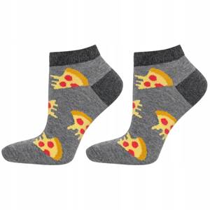 SOXO Schwarze Herren kurze Socken | Pizza Muster 