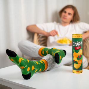 SOXO Set 3 Herren und Damen socken in Geschenktube | Chips Muster