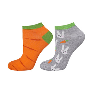 SOXO bunte Damen kurze Socken | grau und orange 