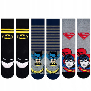 Set mit 3x lustigen Herrensocken Batman + Superman DC COMICS  | SOXO 