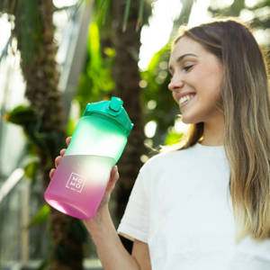 Wasserflasche 1500 ml grün-rosa | BPA free