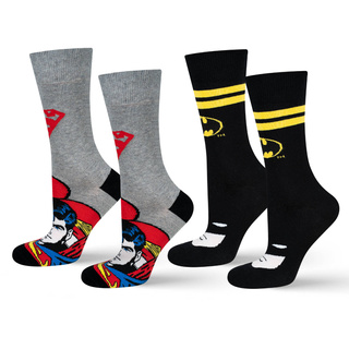 Set mit 2x bunten Herrensocken Batman + Superman DC Comics | SOXO