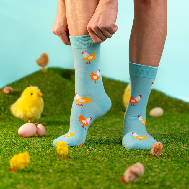 Socken mit Ei und Huhn-Motiv 2er-Pack