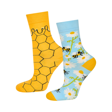 1 Paar von lustigen Socken mit Bienenhonigmotiv im einem Glas | Damen-/Herrensocken | SOXO