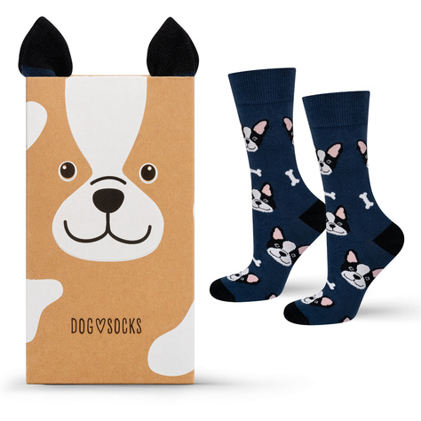 1 Paar von lustigen Socken mit Hundmotiv in einzigartiger Verpackung | Damen-/Herrensocken | SOXO