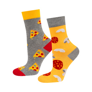 Bunte Set 3x Damen Socken SOXO nicht übereinstimmende Lustige Pizza