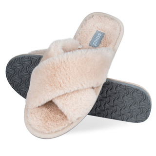 Damen-Hausschuhe mit Riemen Beige