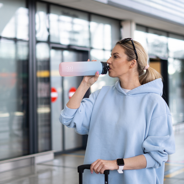 Tritan-Wasserflasche Blau-Rosa
