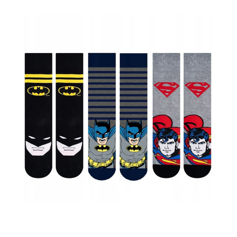 Set mit 3x lustigen Herrensocken Batman + Superman DC COMICS  | SOXO 