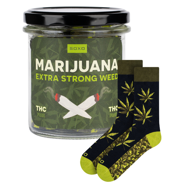 1 Paar lustige grüne Socken im einem Glas | Herrensocken | SOXO