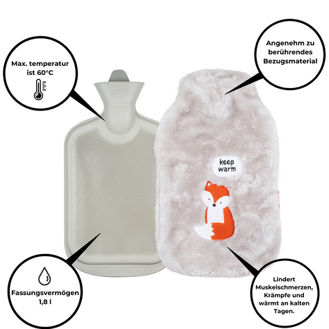 Fuchs Wärmflasche mit Inschrift keep warm SOXO Plüsch Geschenkidee