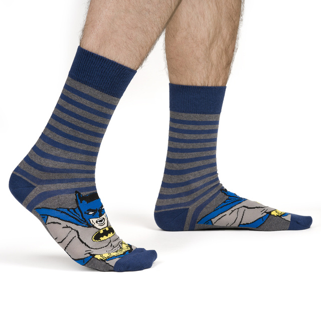 Set mit 3x lustigen Herrensocken Batman + Superman DC COMICS | SOXO