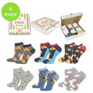 6 Paar von lustigen Socken mit Pizzamotiv einzigartiger Verpackung | Herrensocken | SOXO