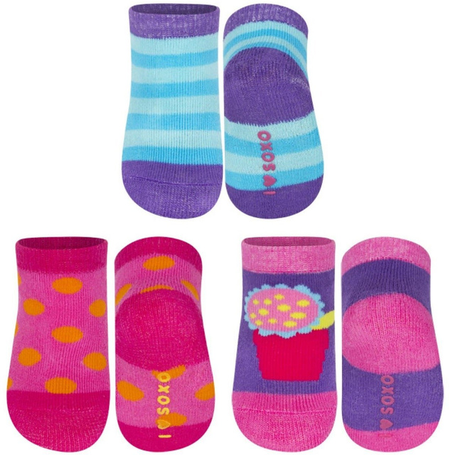 Bunte Set 3x Babysocken SOXO Geschenk