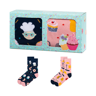 Socken mit Hausgemachte-Backwaren-Motiv 2er-Pack