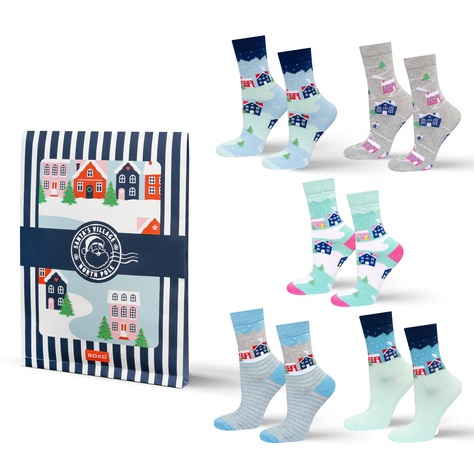 5 Paar von lustigen Socken mit Weihnachtenmotiv in einzigartiger Verpackung | Damensocken | SOXO