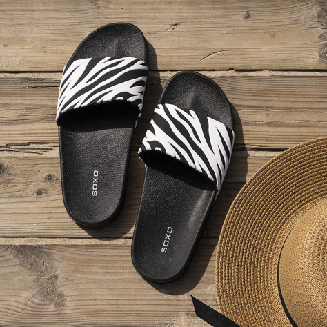 SOXO Strand Latschen unisex | Zebra Muster