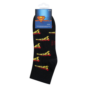 SOXO schwarze Herren kurze Socken | Superman Muster