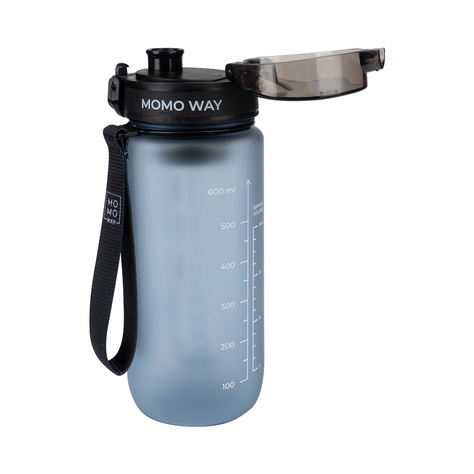 MOMO WAY Wasserflasche 0.6L grau | Geschenkidee | BPA free | Tritan