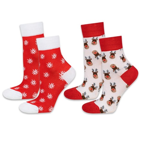 2 Paar von lustigen Socken mit Weihnachtsferienmotiv | Damensocken | SOXO