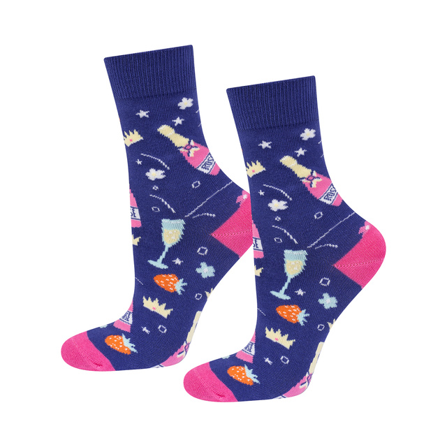  3 Paar von lustigen Socken mit Proseccomotiv in einzigartiger Verpackung | Damensocken | SOXO