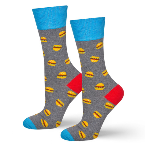 1 Paar von lustigen Socken mit Hamburgermotive | Herrensocken | SOXO