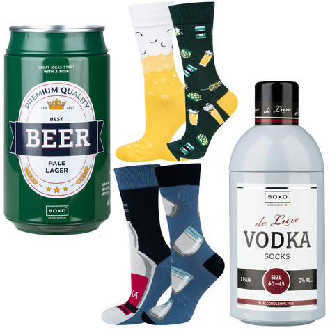 Set mit 2x bunten Herrensocken Bier + Vodka | SOXO