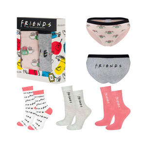 Set 2x SOXO Friends Damen-Slips und 3x Friends Damen-Socken | Geschenk für sie | rosa