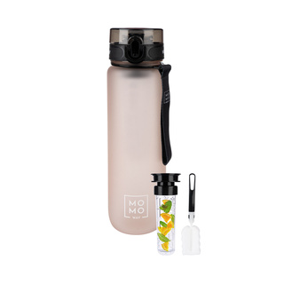 Wasserflasche mit Fruchteinsatz, pulver rosa, für Kinder und Erwachsene | BPA free | Tritan | MOMOWAY
