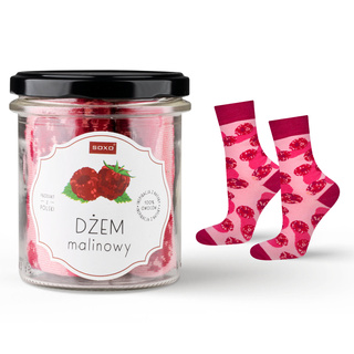 Bunte Frauensocken SOXO GOOD STUFF Himbeermarmelade im Glas