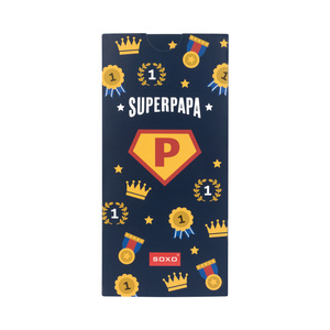 1 Paare von lustigen Socken mit der Aufschrift „SuperPapa“ in einzigartiger Verpackung | Herrensocken | SOXO