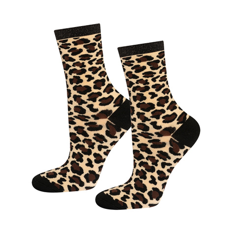 3 Paar von lustige Socken mit Leopard Motiv in einzigartiger Verpackung | Damensocken | SOXO