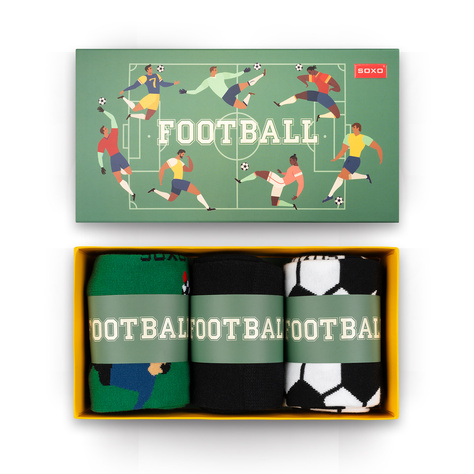 3 Paar von lustigen Socken mit Footballmotiv in einzigartiger Verpackung | Herrensocken | SOXO