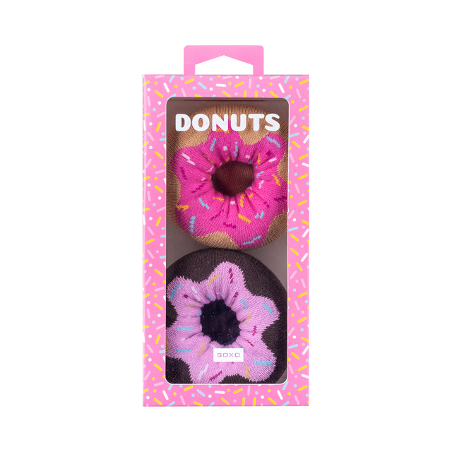 2 Paar von lustigen Socken mit Donutmotiv in einzigartiger Verpackung | Damensocken | SOXO