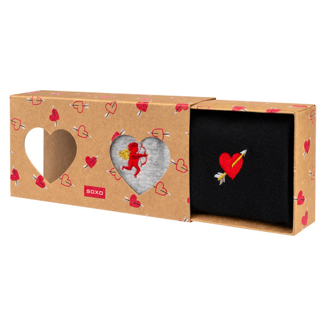 Set: Herren- und Damensocken Soxo und Valentinstag-Wärmflasche in Verpackung