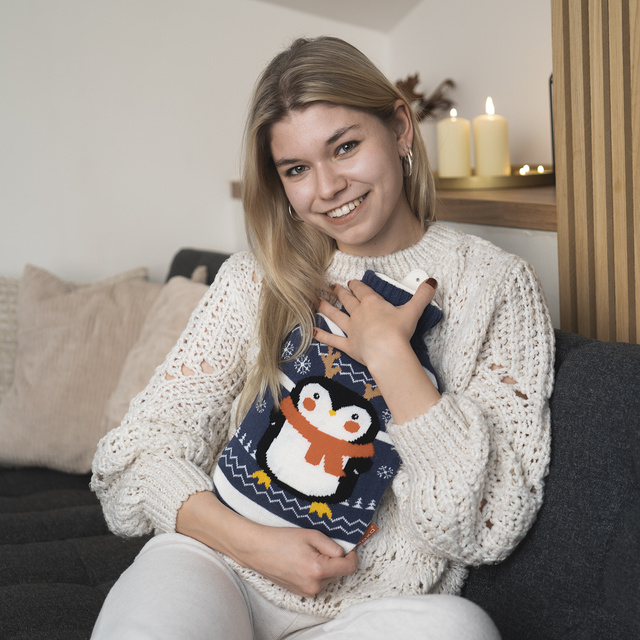 Wärmflasche mit Pinguinbezug 1,8 l