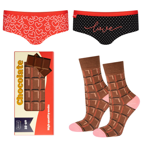 SOXO Feigen-Set Valentinstag 2er-Pack und Schokoladensocken