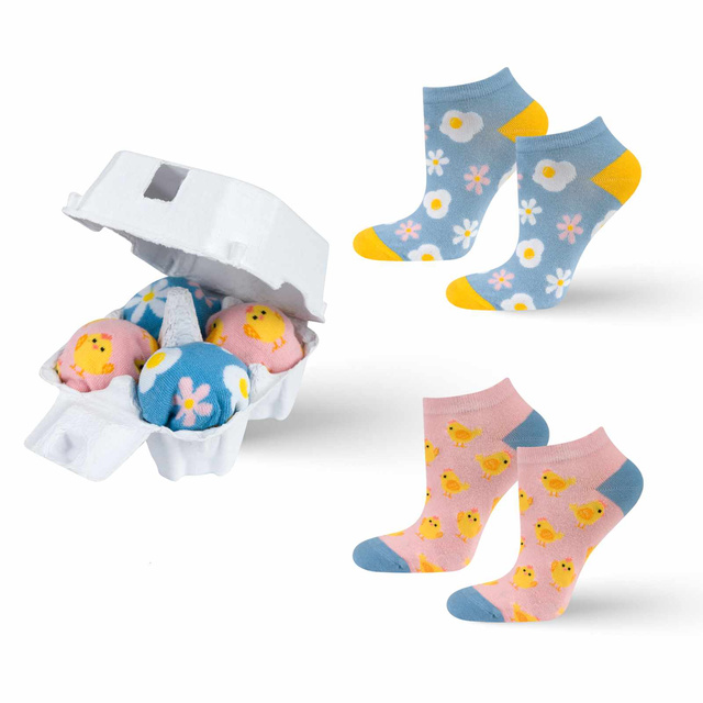 2 Paar von lustigen Socken mit Eggsmotiv in einzigartiger Verpackung | Damensocken | SOXO